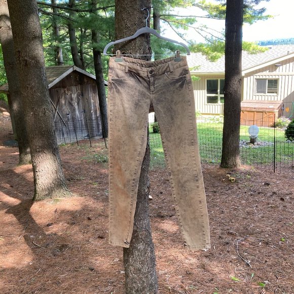 MANGO stretch pants, M, distressed khaki color - Picture 1 of 10